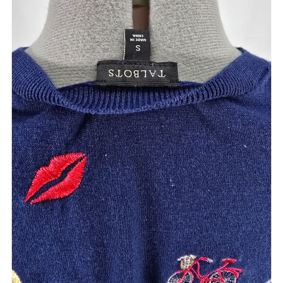 Womens Iconic Paris Embroidered Talbots Sweater Size Small Eiffel Tower French - Picture 4 of 5